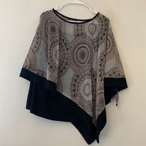 R&M Richards black/ taupe patterned poncho Size 16W NWT